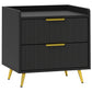 Bedside Table, Nightstand with 2 Drawers, Side End Table with Metal Legs for Bedroom, Black