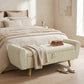 Storage Ottoman, 59" Corduroy End of Bed Storage Bench for King Size Bed with Wooden Legs and Rolled Arms, Beige