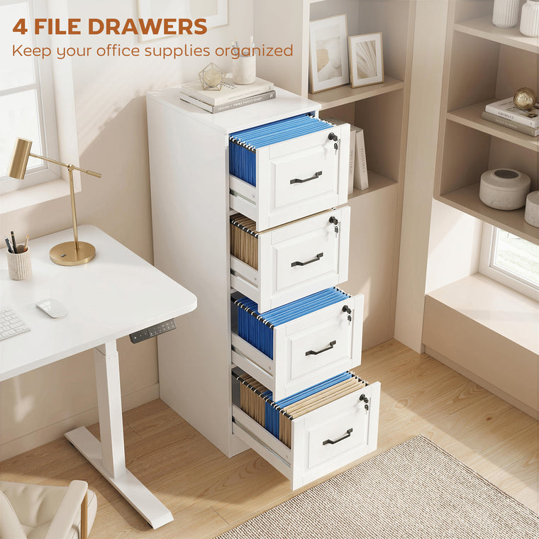 4-Drawer Vertical Filing Cabinet with Lock