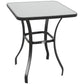 27" Patio Square Table with Tempered Glass Top Outdoor Dining Bar Table Steel Backyard Bistro Table Steel Frame