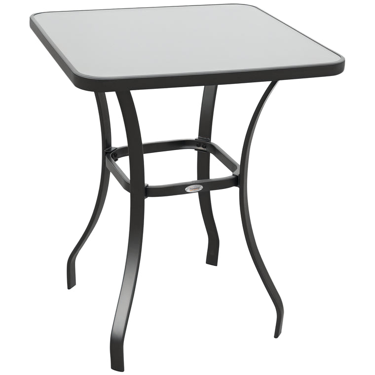 27" Steel Square Table with Glass Top