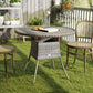 35.4" Outdoor Wicker Dining Table, PE Rattan Patio Furniture with Wood-plastic Composite Top, Grey