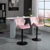 Velvet-Touch Bar Stool Set of 2 Fabric Adjustable Height Armless Counter Chairs with Swivel Seat, Pink