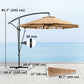9.5' Khaki Cantilever Umbrella with Wind Protection Strap