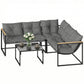 4 Piece Patio Furniture Set with Thick Cushions and Coffee Table, Patio Conversation Set for Porch, Balcony, Deck, Grey