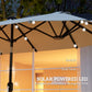 10ft Double-Sided Patio Umbrella with 35 LED Lights, 12 ribs, Extra Large Outdoor Parasol with Twin Canopy, Beige
