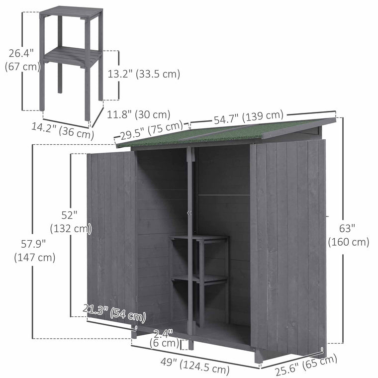 Wood Garden Shed with Double Doors and Shelves