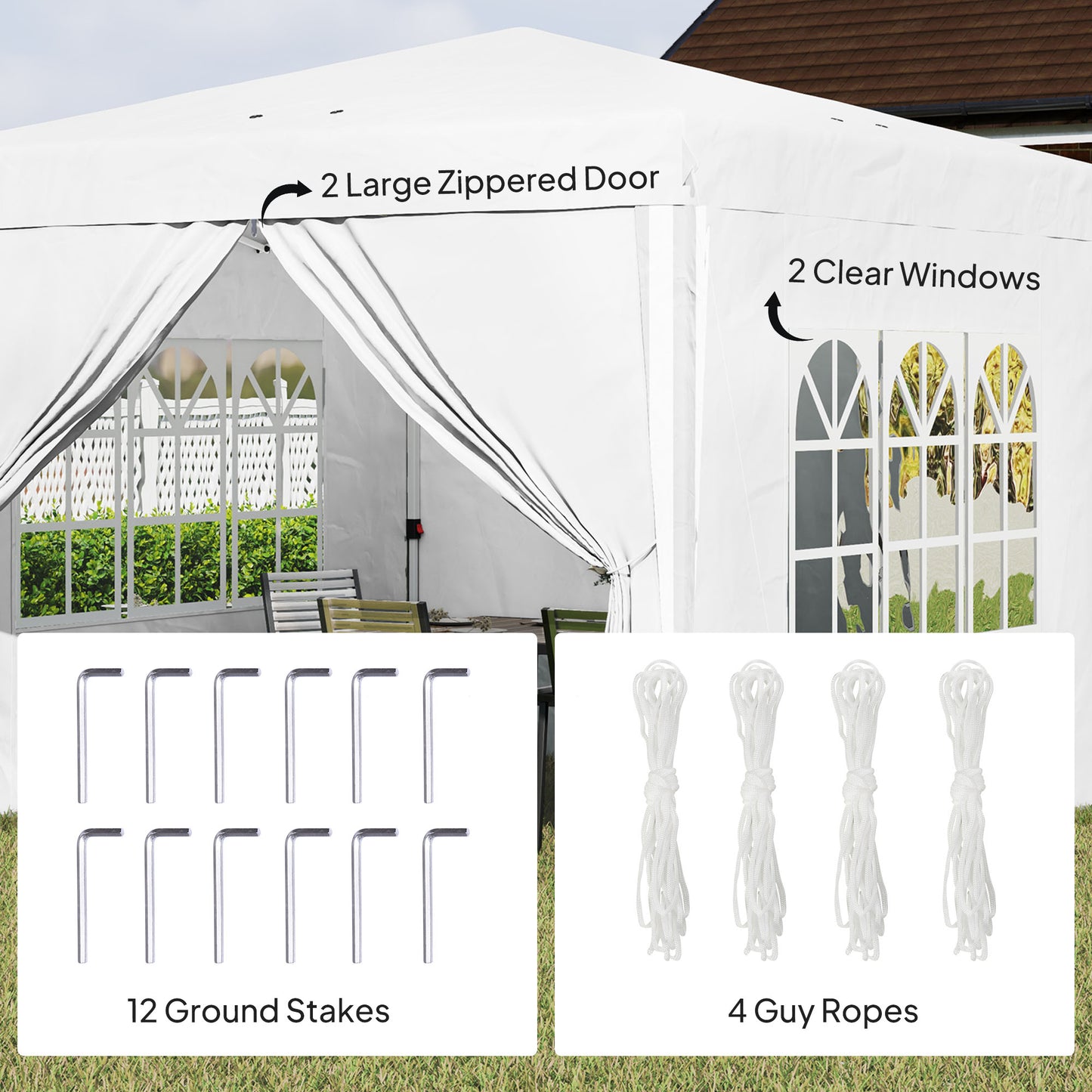 10' x 10' Pop-Up Canopy Tent with Sidewalls, Height-Adjustable, Carry Bag Included, for Outdoor, Garden, Patio, White