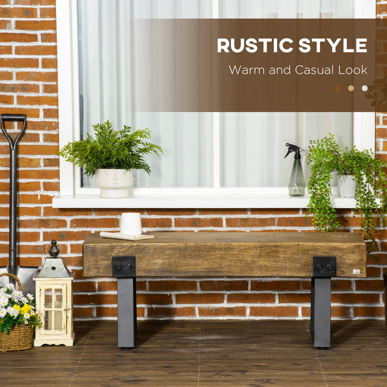 Rustic Concrete Garden Bench with Metal Legs