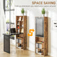 Fold-out Convertible Office Desk, Wall Mount Computer Desk with Blackboard and Side Shelf, Rustic Brown