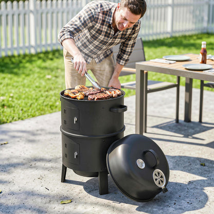 Vertical Charcoal Smoker with Grill Grates and Thermometer
