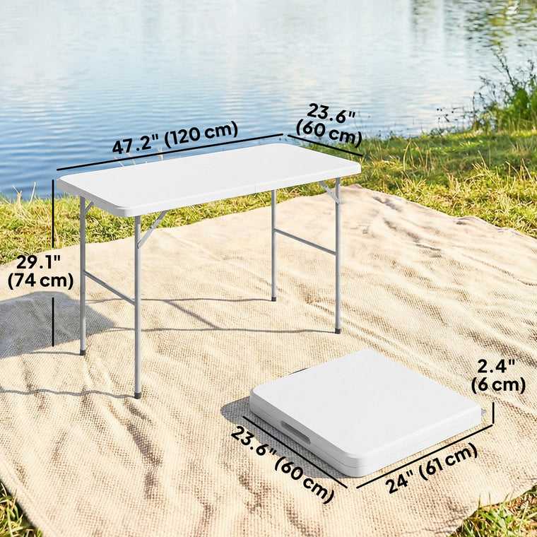 47" x 24" Folding Camping Table, Adjustable Height