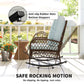 Outdoor Wicker Rattan Rocking Chair Patio Rocker with Thick Cushions for Garden Backyard Porch, Light Green