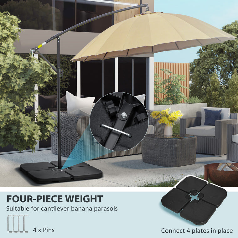 4-Piece Black Umbrella Base Stand with U-Locking