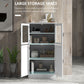 Modern Sideboard Cabinet, Freestanding Sideboards and Buffets with Glass Doors, 4-tier Shelving and Adjustable Shelves