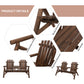 Wood Adirondack Patio Chair Bench with Center Coffee Table, for Lounging and Relaxing Outdoors Carbonized