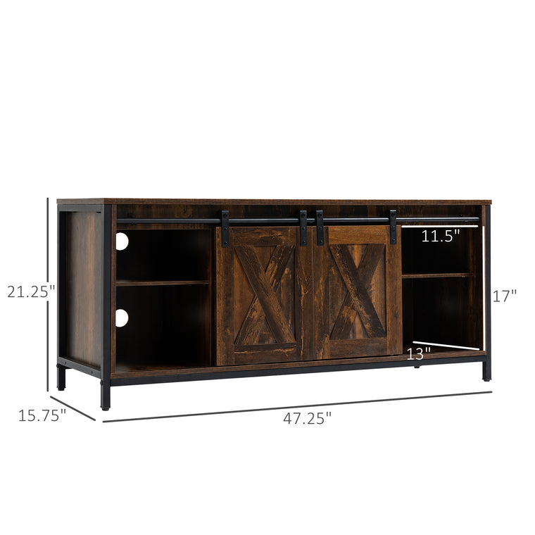 60" Industrial TV Stand with Barn Doors - Brown