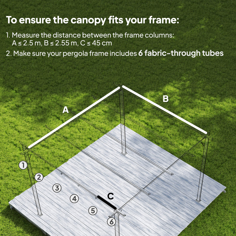 8.2' x 8.4' Dark Grey Retractable Pergola Canopy Replacement