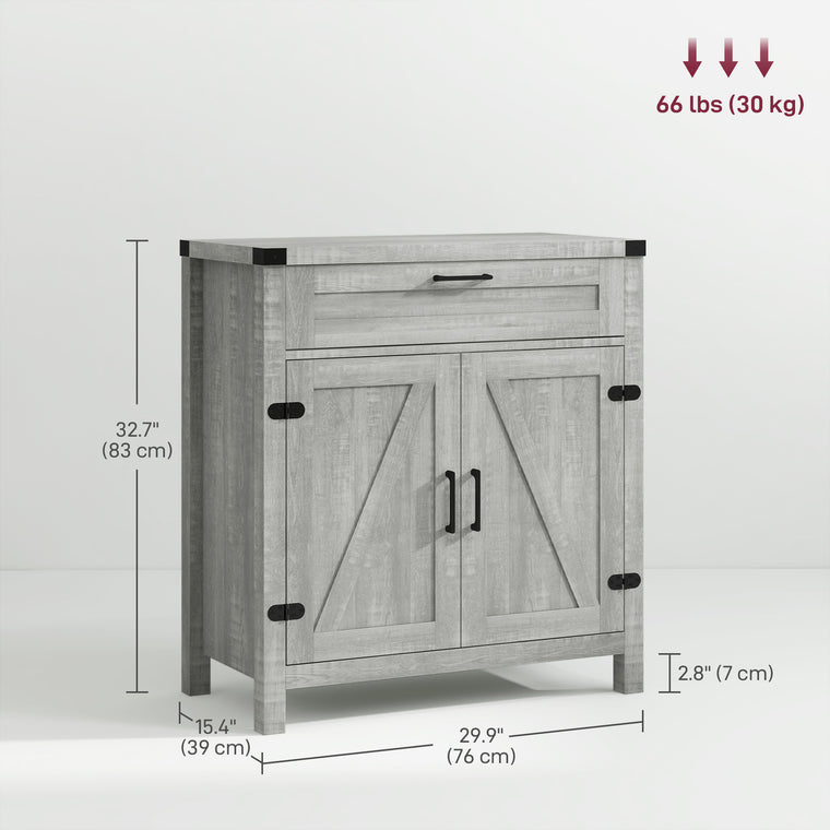 Farmhouse Sideboard Buffet with Barn Doors - Grey