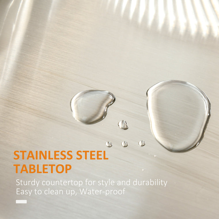 Rolling Kitchen Island with Stainless Steel Top - Black