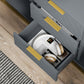 Sideboard Storage Cabinet with 3 Drawers, Adjustable Shelves and Doors, Kitchen Buffet Cabinet for Dining Room, Grey