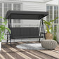 3-Seat Outdoor Porch Swing Patio Swing with Adjustable Canopy, Side Tray, Removable Cushion for Garden, Poolside, Grey
