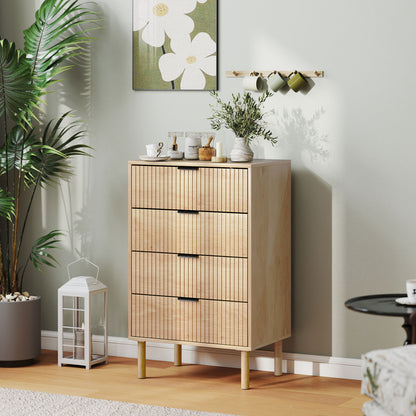 4-Drawer Dresser with Fluted Panels - Oak