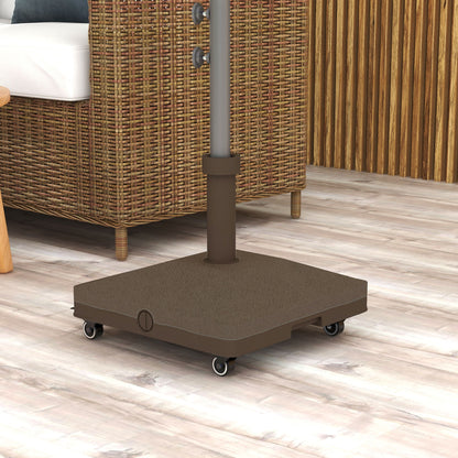 Brown Square Parasol Base with Wheels, Water or Sand Filled
