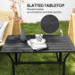 Outdoor Side Table with Slatted Tabletop, Metal Patio Coffee Table for Garden, Balcony, Black