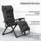 Folding Garden Chair, Reclining Zero Gravity Chair, Sun Lounger with Cushion and Headrest, Black