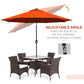 9ft Solar Patio Umbrella Outdoor Sunshade 24 LED Lights Tilt Canopy Orange