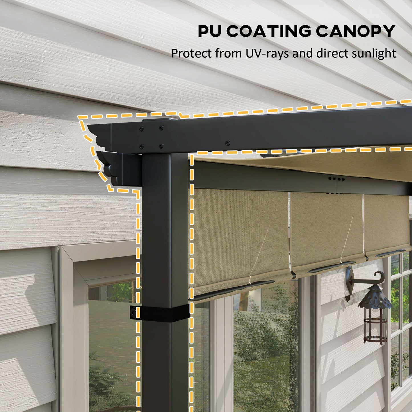 Metal Pergola, Outdoor Pergola with Retractable Canopy, for Garden, Patio, Backyard, Deck