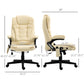 Heated Massage Office Chair, Ergonomic High Back Swivel Executive Chair with Vibration, Leather, Beige