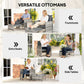 Wicker Patio Chairs with Ottomans, 2-Tier Glass Coffee Table and Cushions, 5 Pcs Patio Furniture Set, Grey