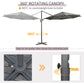 9.6' Cantilever Patio Umbrella Outdoor Hanging Offset Umbrella, Cross Base, 360° Rotation Aluminum Poles, Grey