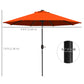 9ft Solar Patio Umbrella Outdoor Sunshade 24 LED Lights Tilt Canopy Orange