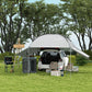 Aluminum Camping Table, Camping Kitchen Station Cook Cupborad with 3-Shelf, Storage Organiser for BBQ Party Picnic Grey