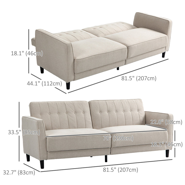 Convertible Tufted Sofa Bed with Adjustable Back
