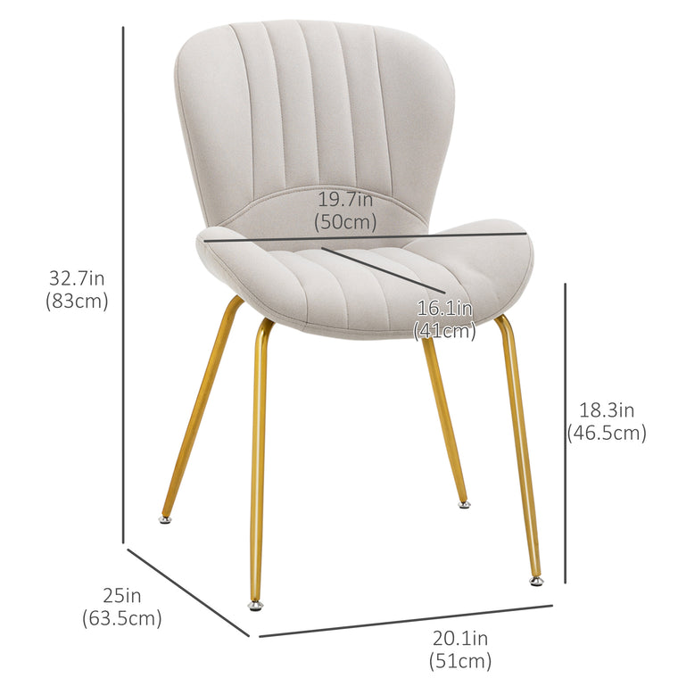 Upholstered Dining Chairs Set of 2 - Cream White