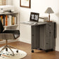 Foldable Dining Table, Rolling Kitchen Table with Storage Drawers and Cabinet, Drop Leaf Table on Wheels, Grey