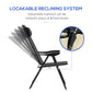 Set of 4 Camping Chairs, Outdoor Folding Lounge Chair Set with 5 Level Adjustable Backrest, Removable Headrest, Armrest for Camping, Backyard, Grey