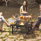 31.9" x 31.9" x 27.8" 2-in-1 Outdoor Fire Pit Firepit with BBQ Grill Grate, Wood Fire Pit with Adjustable Foot Pads, Outer Ledge, Poker, Mesh Lid for Backyard, Black