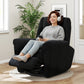 Power Recliner Chair, Fabric Upholstered Recliner Chair with USB Ports, Swivel and Rocking Function, Footrest, Black