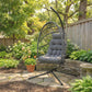 Hanging Egg Chair with Stand, Foldable Wicker Rattan Swing Chair with Thick Cushion and Safety Rope, Grey