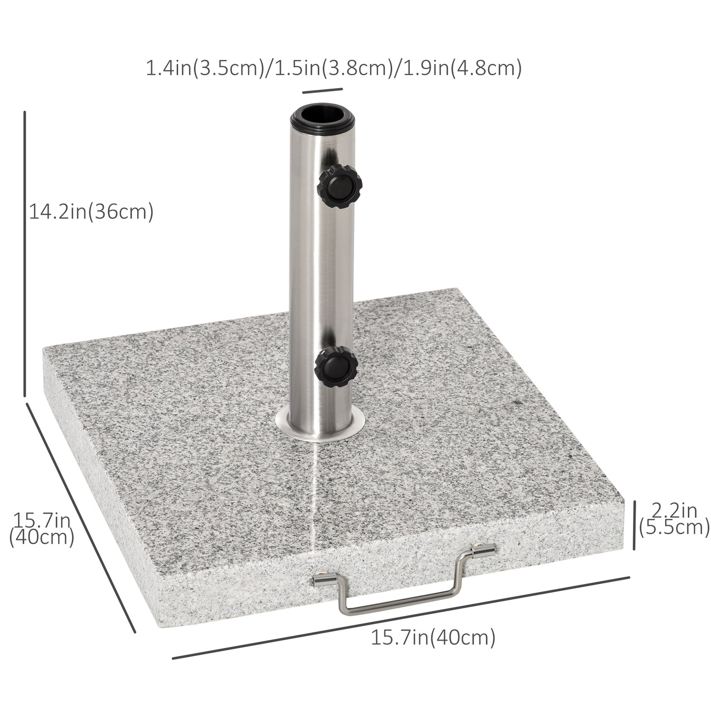 55 lbs Marble Square Umbrella Stand 16.5" Market Heavy Holder Base w/ Wheels, Grey