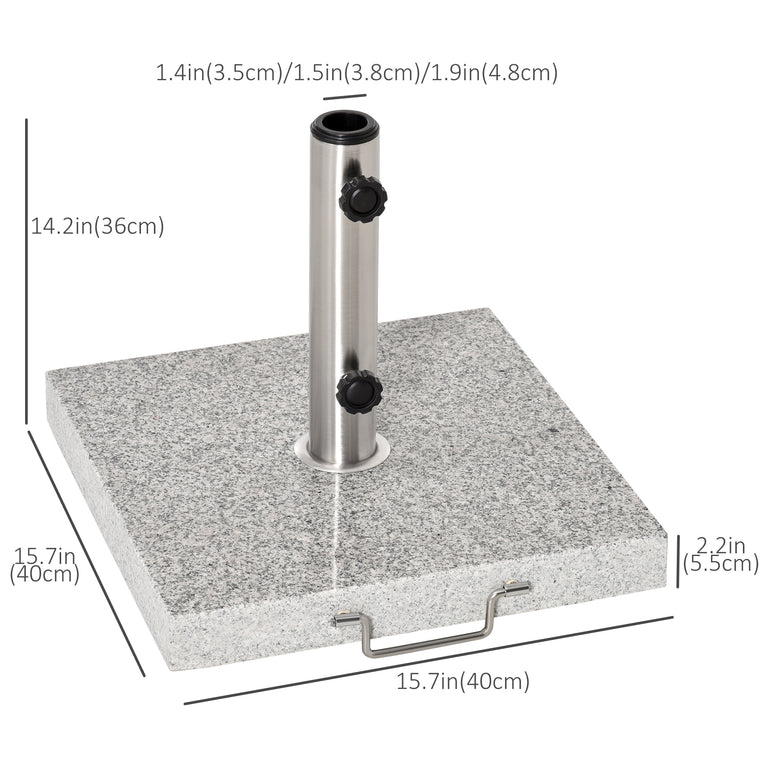 55 lb Grey Marble Square Umbrella Base with Wheels
