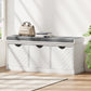 Shoe Storage Bench, Linen-Look Entryway Bench with 3 Removable Drawers and Padded Seat Cushion for Hallway, White