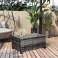 Outdoor PE Rattan Wicker Table, Patio Garden Side Table w/Glass Top for Patio, Balcony, Mixed Grey