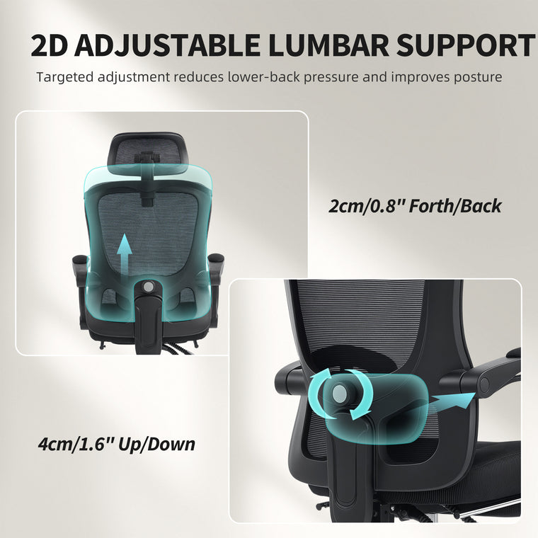 Ergonomic Mesh Office Chair with Lumbar Support - Black