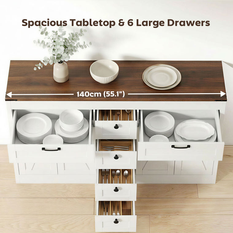 55" Farmhouse Sideboard Cabinet with 4 Barn Doors